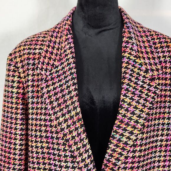 Patchington Size 16 Multi Color Houndstooth Suit Blazer 2 Button Jacket - Picture 2 of 12
